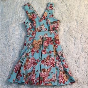 Haute Monde Blue Floral Dress Sz M